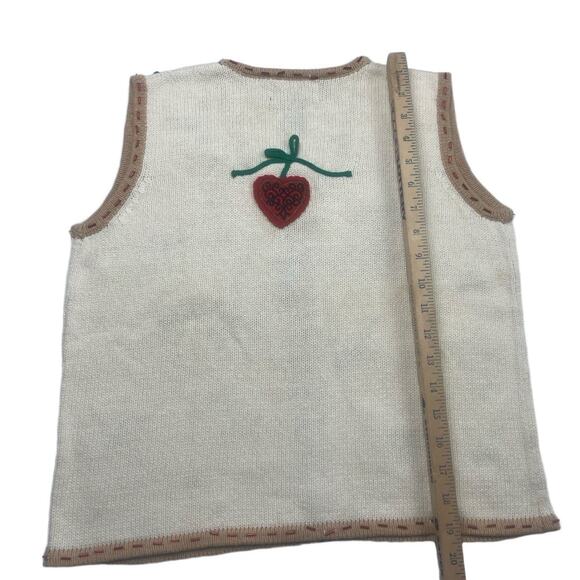 STUDIO JOY Christmas Vest P/S Cream Embellished Zipper Vintage Holiday - Picture 6 of 6
